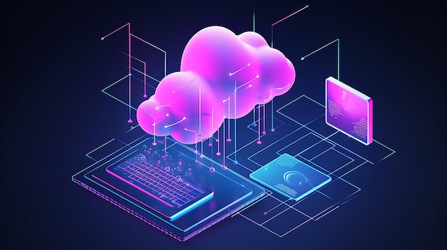 Cloud-Technologie-Konzept Datenzentrum-Konzept 3D-Modus