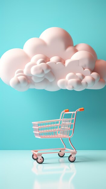 Cloud trolley conceito de loja on-line ideia de cópia de espaço generativo ai