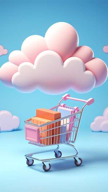 Cloud trolley concepto de tienda en línea idea de copia de espacio generativo ai