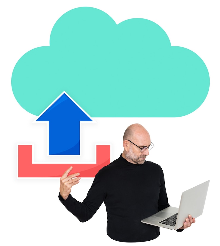Foto cloud-upload png-element durchsichtiger hintergrund