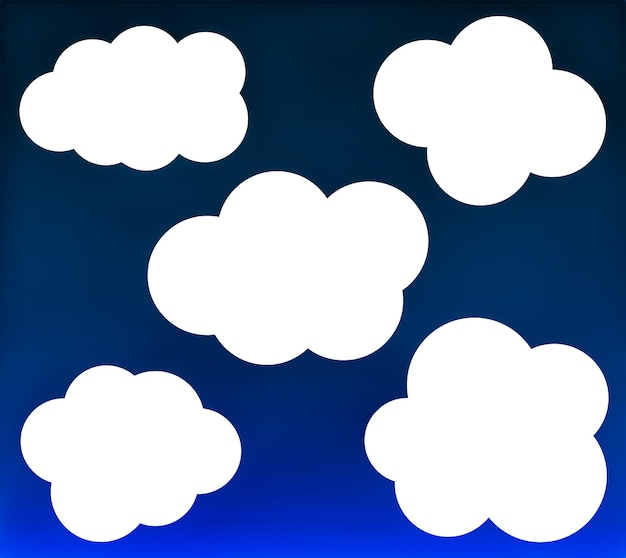 Cloud-Vektor-Ikonen-Set isoliert über Gradient-Hintergrund Cartoon-Vektorwolken-Set