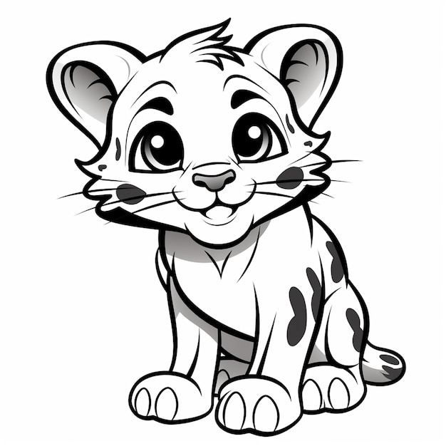 Clouded Leopard Kinder lernen süß süß Malbuch Kawaii Linienkunst