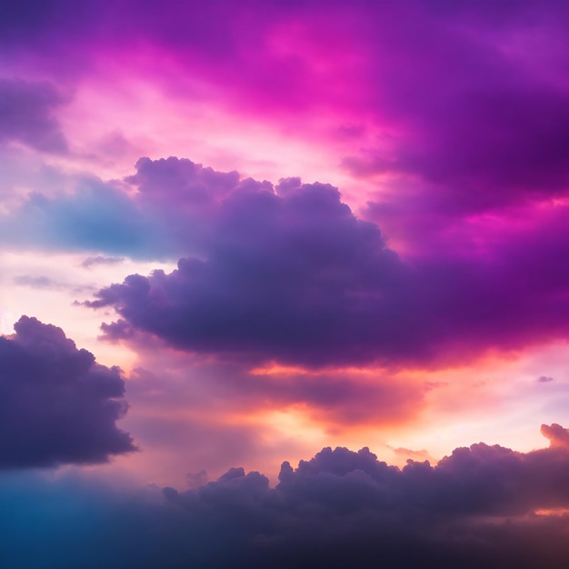 Cloudscape colorido al atardecer Cielo colorido con nubes esponjosas