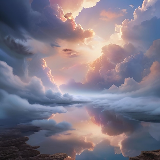 Cloudscape surrealista y soñador para el fondo con generación de IA