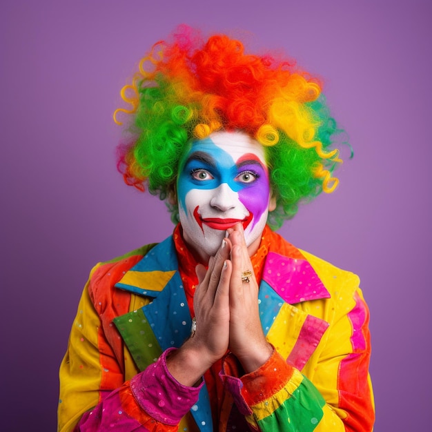 Clown-Darsteller-Charakterfotografie-Porträt mit Kostüm und Make-up-Karneval