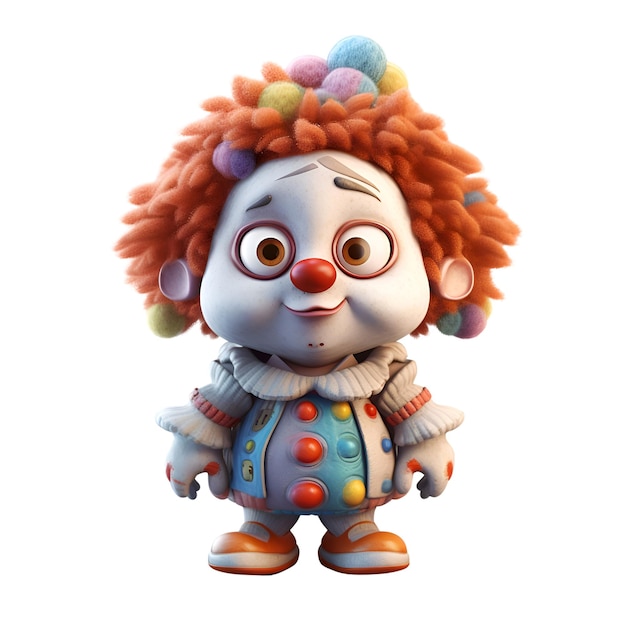Clownspielzeug isoliert auf weißem Hintergrund 3D-Rendering3D-Illustration