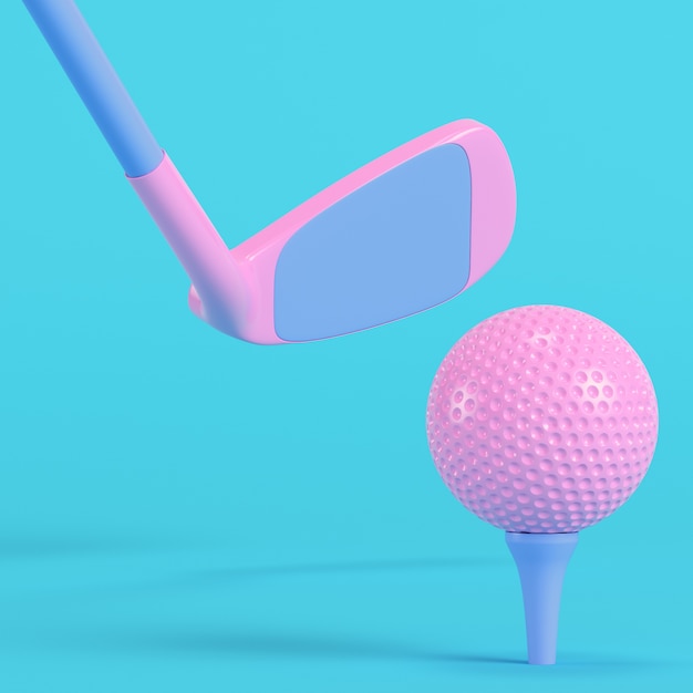 Clube de golfe com bola de golfe em tons pastel