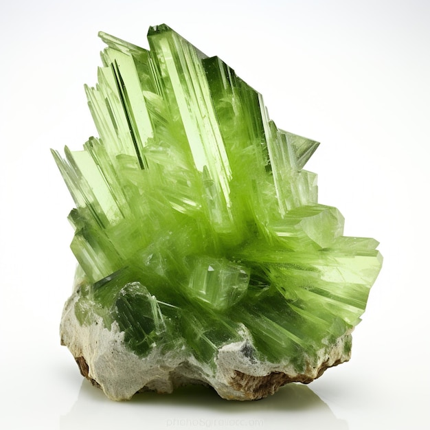Cluster de cristal de apatita verde