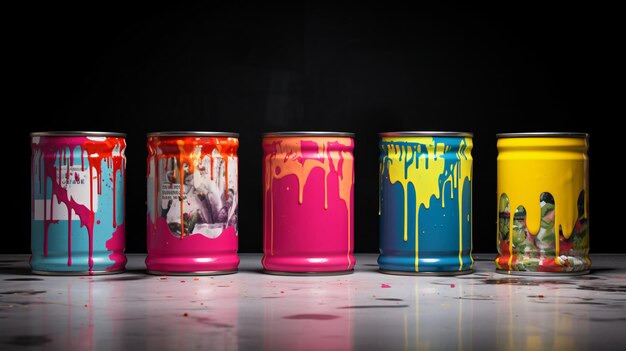 Foto cmyk latas de pintura