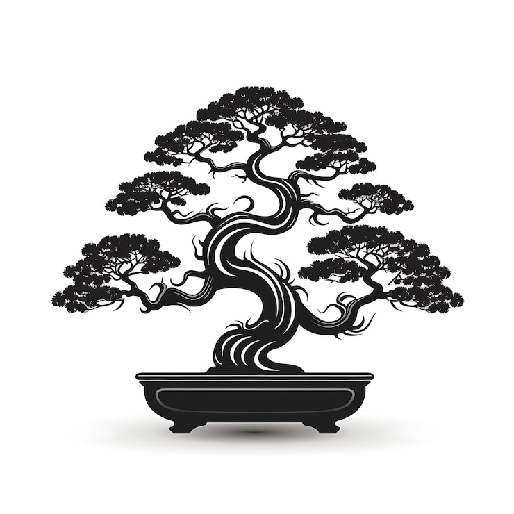 Foto cnc laser cut bonsai tree frame exibindo um bonsai tr tatuagem meticulosamente podado contorno plano