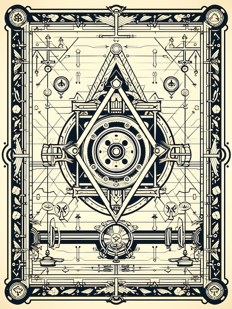 Cnc Laser Cut Freimaurer-Symbolrahmen, der Freimaurer-Symbole wie den flachen Umriss der Tätowierung zeigt