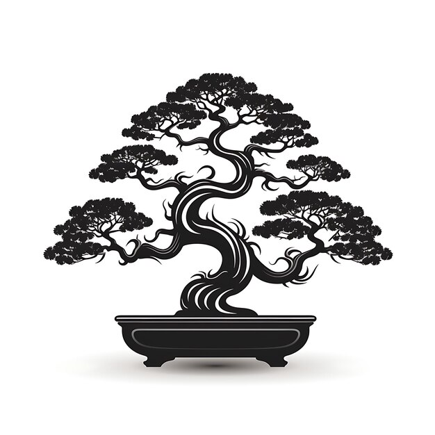 Foto cnc-laserschnitt bonsai-baumrahmen mit sorgfältig beschnittenem bonsai tr-tattoo mit flachen umrissen