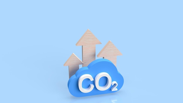 El co2 y la nube para la representación 3d del concepto ecológico o ecológico