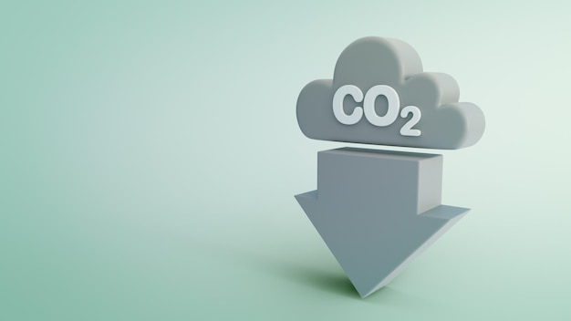 CO2-Wolken-Symbol auf grünem Hintergrund im Umweltkonzept 3D-Illustration von Kohlendioxid