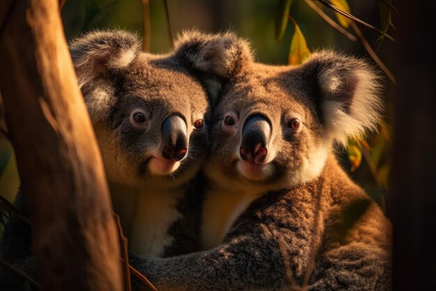 Foto coalas numa árvore, austrália