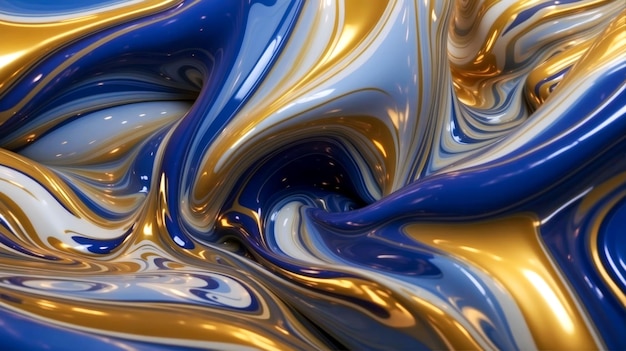 Cobalt azul e dourado onda líquida fundo abstrato