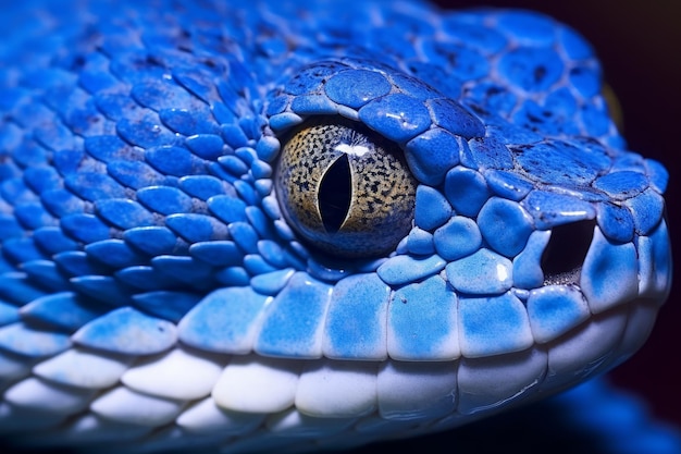 Cobra azul com olho branco