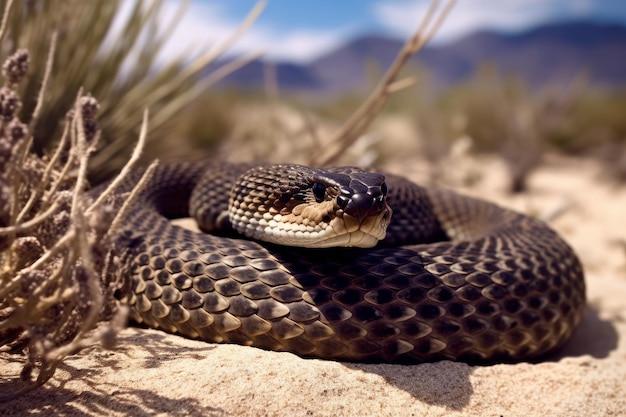 Cobra cascavel preta do Arizona no ambiente natural