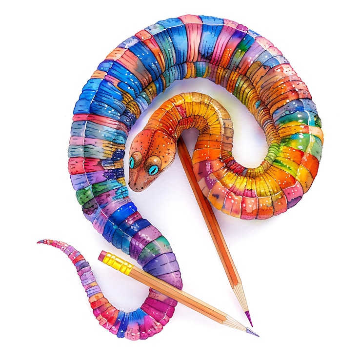 Foto cobra de aquarela colorida com lápis