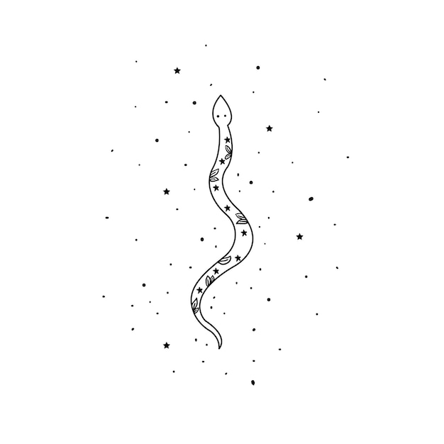 Cobra mística com lua e estrelas Conceito oculto de alquimia mística