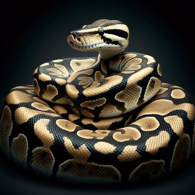 Cobra-serpente isolada em fundo preto Reptérios na natureza gerados por IA