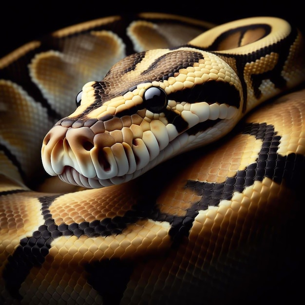 Cobra serpiente aislada en fondo negro Reptilios en la naturaleza generados por IA