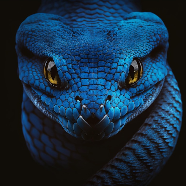 Cobra víbora azul closeup face cabeça da cobra víbora