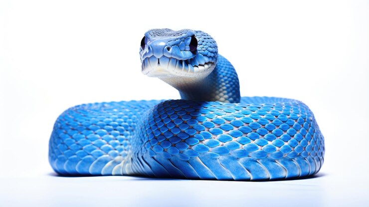 Foto cobra víbora azul isolada em um fundo branco