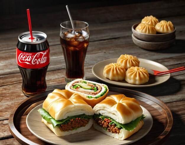 Coca-Cola y comida de comida rápida