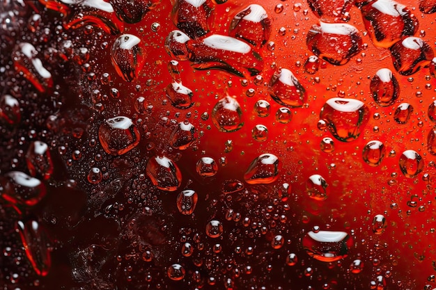 Coca cola fría con gotas de agua fondo de gotas de lluvia