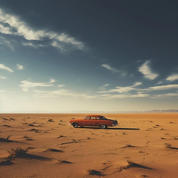 Foto un coche abandonado en el desierto