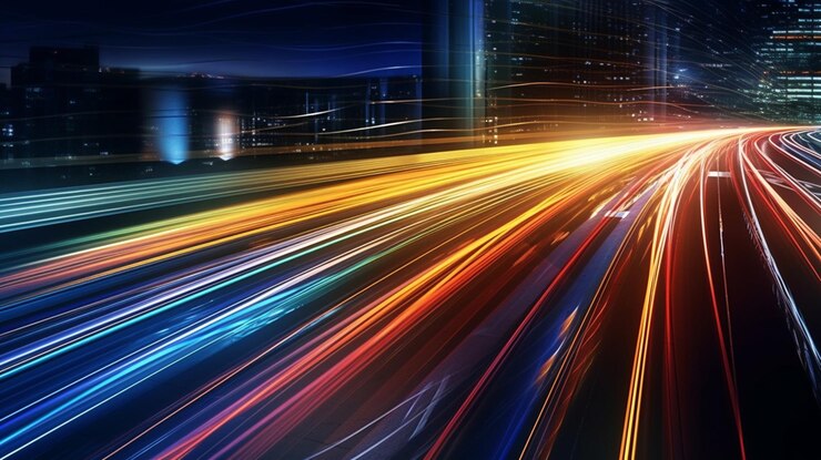 Coche de alta velocidad en la carretera con fondo borroso de movimiento abstractgenerative ai