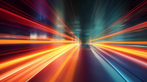 Coche de alta velocidad en la carretera con fondo borroso de movimiento abstractgenerative ai