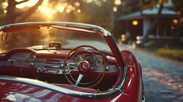 Foto coche americano clásico de época en una calle colorida concepto de viaje y turismo