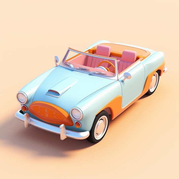 Foto coche antiguo de dibujos animados 3d