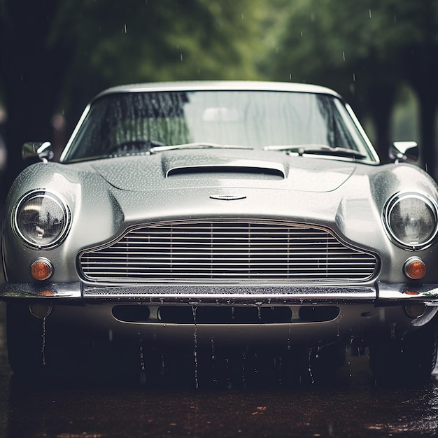 El coche Aston Martin en la lluvia