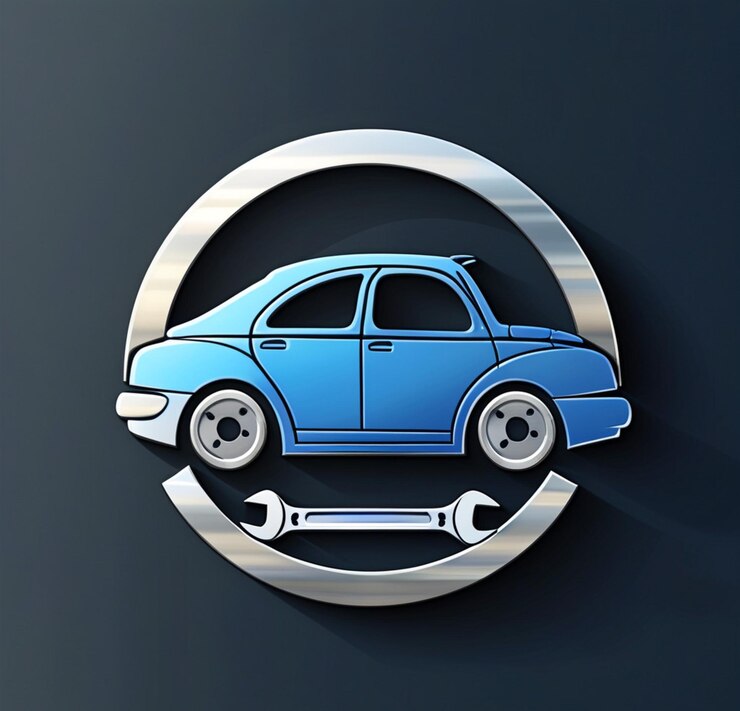 Foto un coche azul con un coche azul en la parte delantera de él