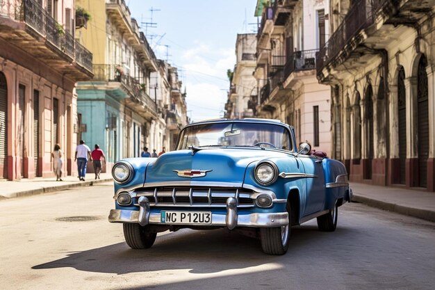 Foto un coche azul con la matrícula número 578