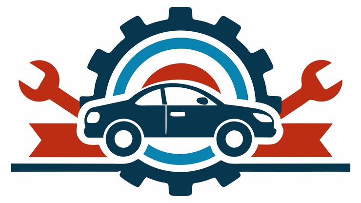 Foto un coche azul y rojo con un fondo azul con una franja roja