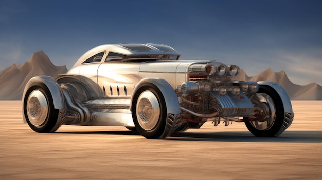 Coche blindado futurista de estilo Mad Max, rata roadster