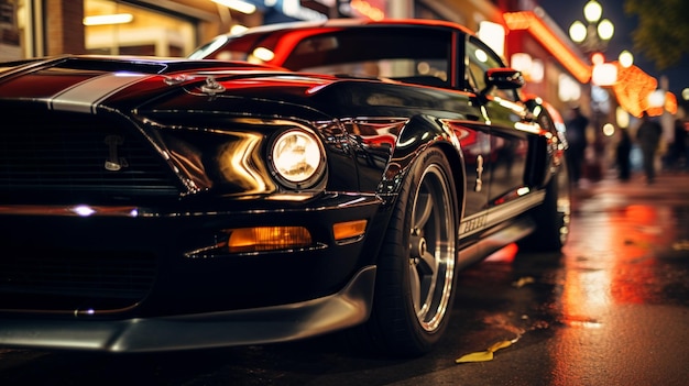 Foto coche en la calle por la noche