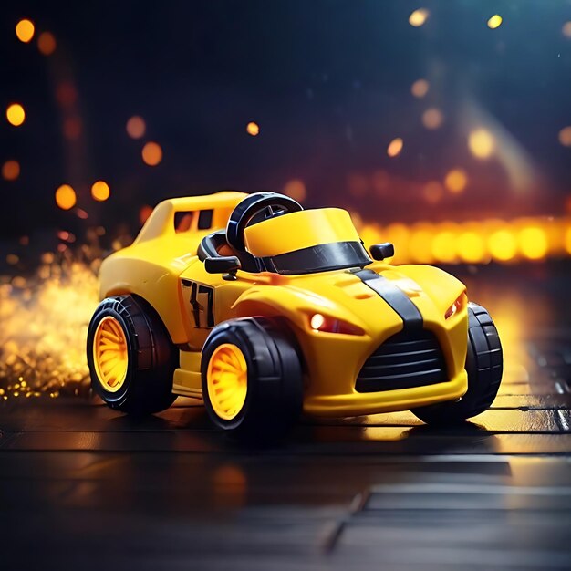 Un coche de carreras amarillo de juguete generado por IA