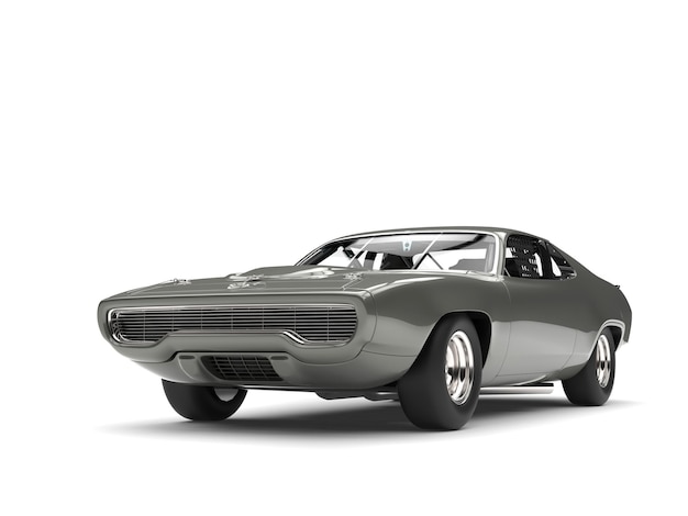 El coche de carreras americano de metal oscuro.