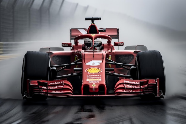 Coche de carreras en estado de ánimo de carrera haciendo nubes en el aire