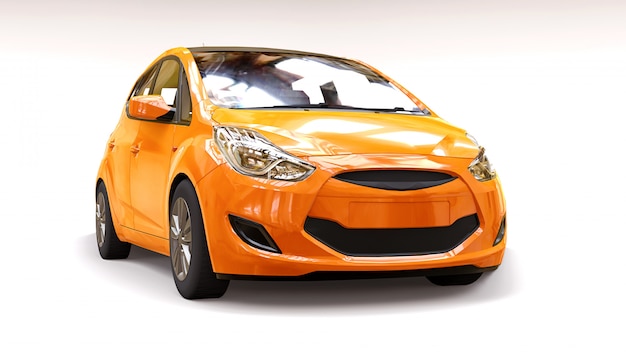 Coche de la ciudad naranja con superficie brillante