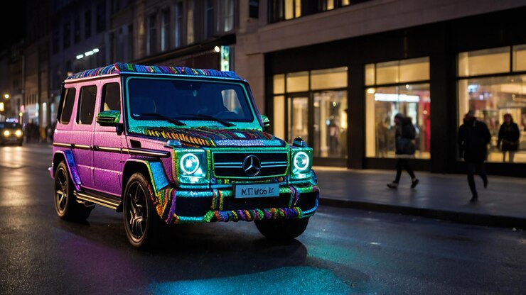 un coche colorido con la matrícula de matrícula número 3999