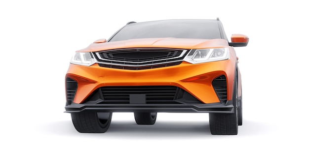 Coche compacto deportivo naranja SUV 3d render ilustración