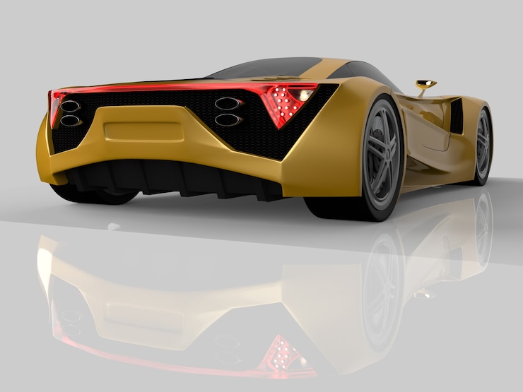 Foto coche de concepto de carreras amarillo