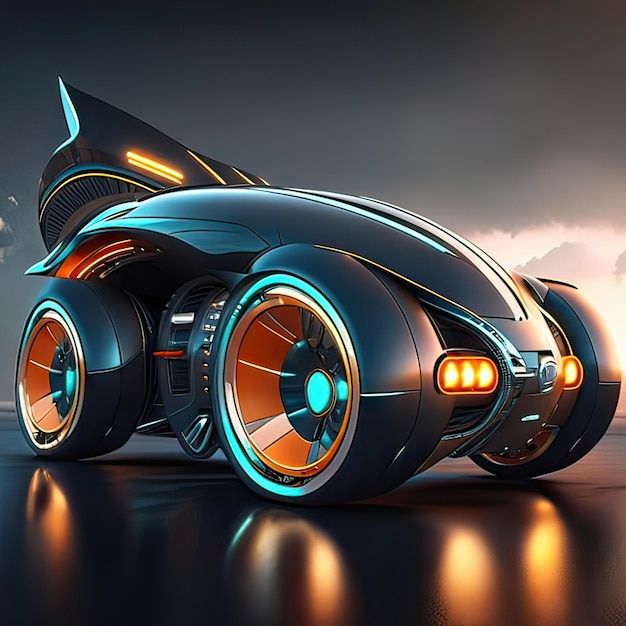 Foto coche con concepto de diseño súper futurista ia generativa