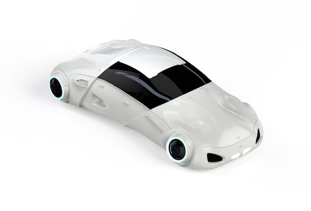 Coche sin conductor o coche autónomo con renderizado 3d